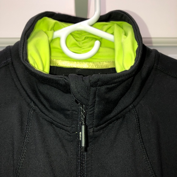 πHPπ MPG Black DayGlo Green Ruched Collar Reflective Slim Fit Athletic Jacket - Picture 3 of 14